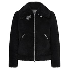 Tommy Hilfiger-Elevated Shearling Black Leather Jacket-Black