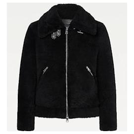 Tommy Hilfiger-Elevated Shearling Black Leather Jacket-Black