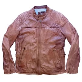 Massimo Dutti 3303 Brown Sheep Leather Zipped Biker Jacket Canada Brown
