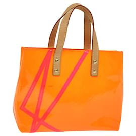 Louis Vuitton-LOUIS VUITTON Monogram Vernis Fluo Reade PM Hand Bag Red M91903 LV Auth ep4580-Red,Orange