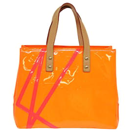 Louis Vuitton-LOUIS VUITTON Monogram Vernis Fluo Reade PM Handtasche Rot M91903 LV Auth ep4580-Rot,Orange