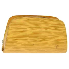 Louis Vuitton-LOUIS VUITTON Epi Dauphine PM Pouch Jaune M48449 LV Auth 76250-Jaune