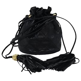 Chanel-CHANEL Matelasse Shoulder Bag Lamb Skin Black CC Auth 74813A-Black