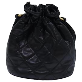 Chanel-CHANEL Sac à épaule Matelassé en cuir d'agneau noir CC Auth 74813A-Noir