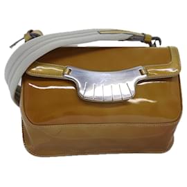 Prada-PRADA Shoulder Bag Patent leather Yellow Auth ep4553-Yellow