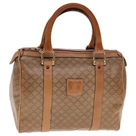 Céline-CELINE Macadam Canvas Hand Bag PVC Leather Beige Auth 74839-Beige