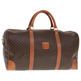 Céline-Sac Boston en toile Macadam CELINE en cuir PVC marron Auth 77390-Marron