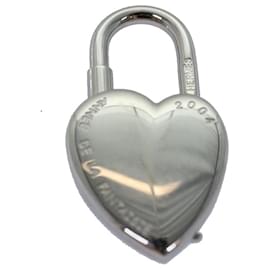 Hermès-HERMES Fantasy Heart Cadena Padlock metal Silver Auth ar11933B-Silvery