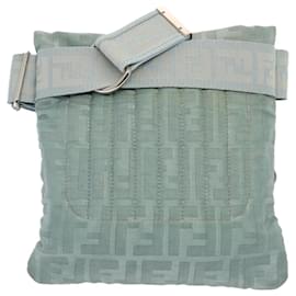 Fendi-FENDI Zucca Canvas Waist bag Light Blue Auth 77335-Light blue