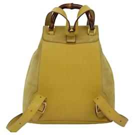 Gucci-GUCCI Bamboo Hand Bag Suede Yellow 003 1705 0030 Auth ep4483-Yellow