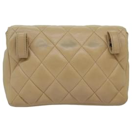 Chanel-CHANEL Matelasse Waist bag Lamb Skin Beige CC Auth bs15008-Beige