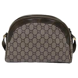 Gucci-GUCCI GG Plus Supreme Shoulder Bag PVC Leather Beige Auth ep4541-Beige