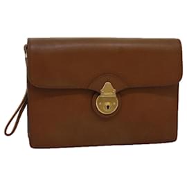 Autre Marque-Burberrys Clutch Bag Leather Brown Auth bs14900-Brown