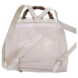 Gucci-GUCCI Bamboo Hand Bag Patent leather White 003 2058 0016 5 Auth am6347-White