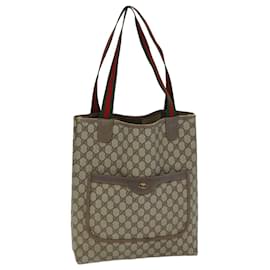 Gucci-GUCCI GG Supreme Web Sherry Line Tote Bag PVC Beige Red 39 02 003 Auth 77016-Red,Beige