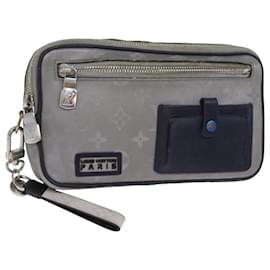 Louis Vuitton-LOUIS VUITTON Monogram Satellite Alpha Pouch Silver M44178 LV Auth 76291-Silvery