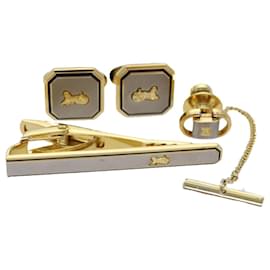 Céline-CELINE Nœud Papillon Pin Cufflinks Argent Auth 74690-Argenté