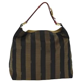 Fendi-Sac fourre-tout en toile Pecan FENDI marron noir Auth 77508-Marron,Noir