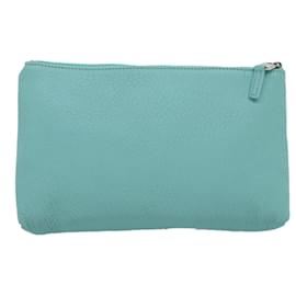 Autre Marque-TIFFANY&Co. Pouch Leather Turquoise Blue Auth 74823-Other