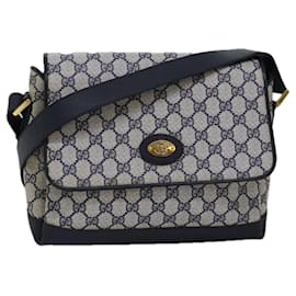 Gucci-GUCCI GG Supreme Shoulder Bag PVC Navy 001 406 0141 Auth ep4514-Navy blue