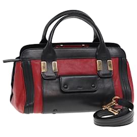 Chloé-Chloe Hand Bag Leather 2way Red Black 02 13 50 65 Auth 77486-Black,Red