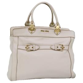 Miu Miu-Miu Miu Hand Bag Leather White Auth bs15235-White