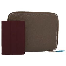 Hermès HERMES Silk in Agenda zip Day Planner Cover Leather Brown Auth bs15143 Brown