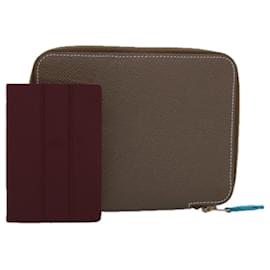 Hermès-HERMES Silk in Agenda zip Day Planner Cover Leather Brown Auth bs15143-Brown