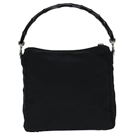 Gucci-GUCCI Bamboo Shoulder Bag Nylon Black 000 0509 2122 Auth ep4409-Black