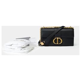 Dior-DIOR 30 Montaigne Flap Chain East West Black Leather Bag - 102001-Black