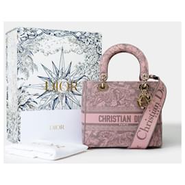 Dior-Sac DIOR Lady Dior en Toile Rose - 102003-Rose