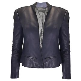 Alaïa Alaia marineblaue Vollzip-Lammlederjacke Marineblau