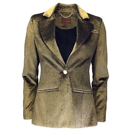 Altuzarra goldmetallic Ein-Knopf Samtblazer Golden