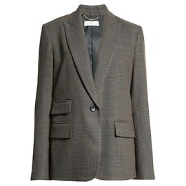 A.L.C. Charcoal Multi Mavis Windowpane Plaid Wool Blend Jacket Grey