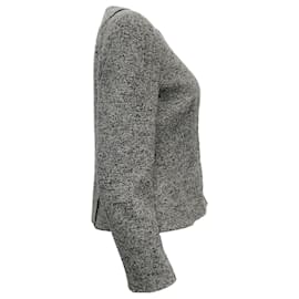 Autre Marque-Armani Collezioni Grey Tweed Jacket with Asymmetric Buttons-Grey