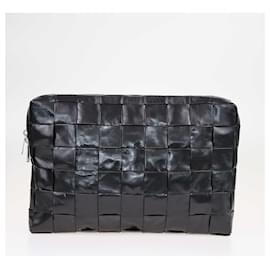 Bottega Veneta-Bottega Veneta Black Intrecciato Document Case Clutch Bag-Black