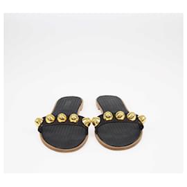 Miu Miu-Miu Miu Black Studded Flat Sandals-Black