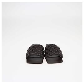 Bottega Veneta-Bottega Veneta Brown Padded Dream Flat Slides-Brown