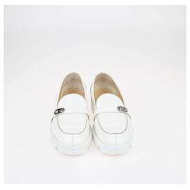 Christian Louboutin-Christian Louboutin White Lock Woody Loafers-White