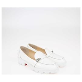 Christian Louboutin-Christian Louboutin White Lock Woody Loafers-White