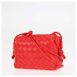 Bottega Veneta-Bottega Veneta Red Intrecciato Mini Loop Camera Crossbody Bag-Red