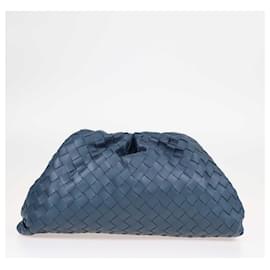 Bottega Veneta-Bottega Veneta Teal Blue Intrecciato Classic The Pouch Clutch-Blue