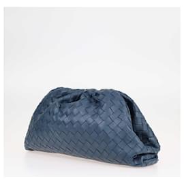 Bottega Veneta-Bottega Veneta Teal Blue Intrecciato Classic The Pouch Clutch-Blue