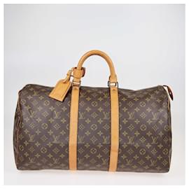 Louis Vuitton-Louis Vuitton Brown Monogram Keepall 50 Travel Bag-Brown