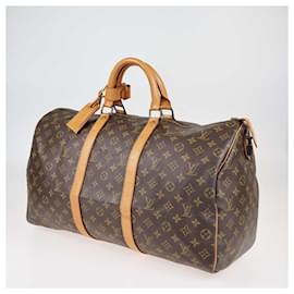 Louis Vuitton-Louis Vuitton Brown Monogram Keepall 50 Travel Bag-Brown
