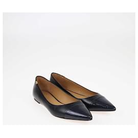 Tory Burch-Tory Burch Black/Blue Elizabeth Pointed Toe Ballet Flats-Black