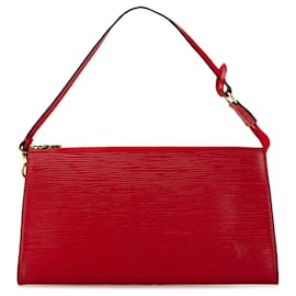 Louis Vuitton-Red Louis Vuitton Epi Pochette Accessoires Shoulder Bag-Red