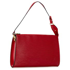 Louis Vuitton-Red Louis Vuitton Epi Pochette Accessoires Shoulder Bag-Red