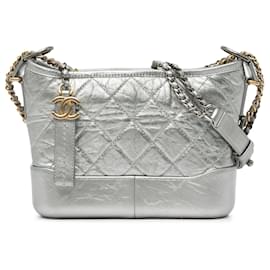 Chanel-Silver Chanel Small Metallic Gabrielle Crossbody Bag-Silvery