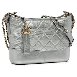 Chanel-Silver Chanel Small Metallic Gabrielle Crossbody Bag-Silvery